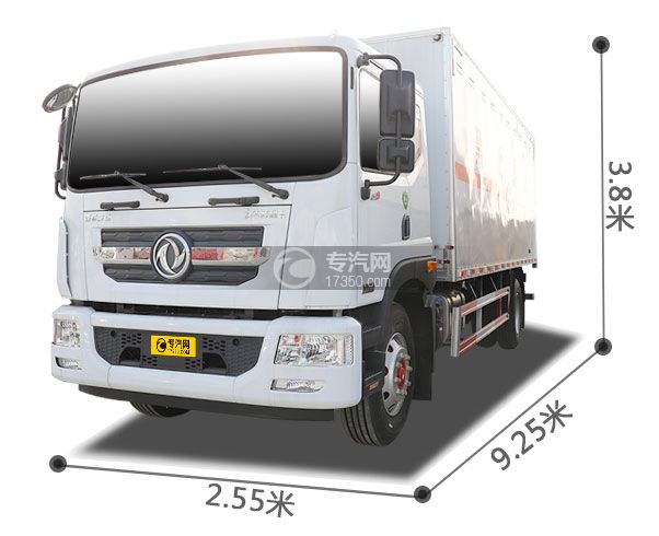 东风多利卡D9国六6.8米腐蚀性物品厢式运输车左前图