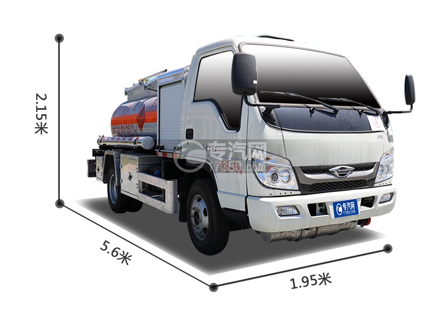 福田时代小卡之星3国六2.1方加油车外观尺寸图
