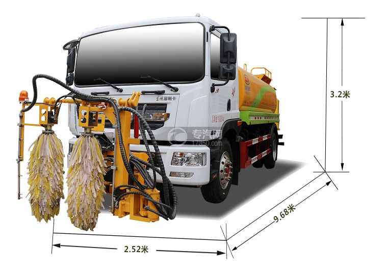 东风D9国六10.21方护栏清洗车带防撞包左前图